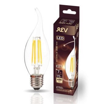  Лампа светодиодная филаментная PREMIUM (FILAMENT) 7Вт FC37 свеча на ветру 2700К тепл. E27 650лм REV 32429 4