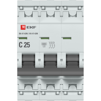  Выключатель автоматический 3п C 25А 6кА ВА 47-63N EKF PROxima EKF M636325C