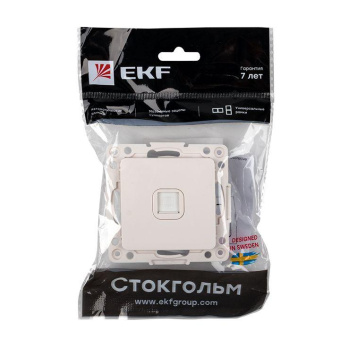  Розетка компьютерная 1-м Стокгольм RJ45 механизм бел. PROxima EKF EYK01-035-10